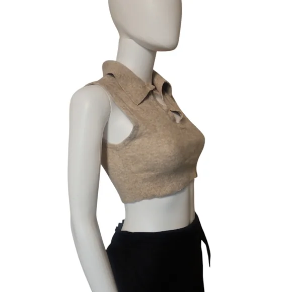 REFORMATION | Sleeveless Cashmere Crop Top in Camel ~ Size XS - Picture 3 of 7
